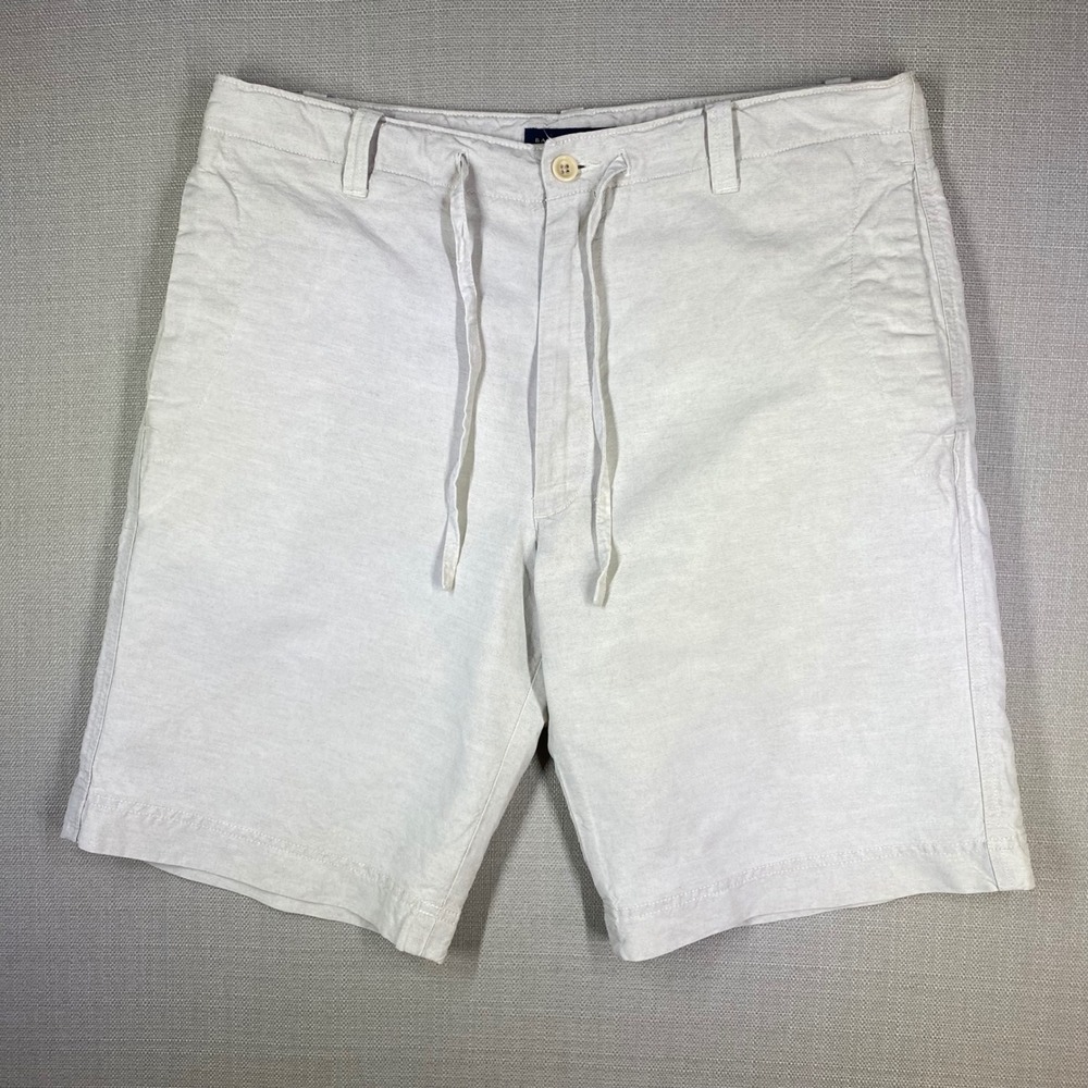 Banana Republic Mens Linen Blend Drawstring Shorts Beige Size 34 Vintage 2003